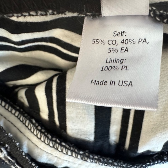 La Ligne Trousers Black White Striped Flared Leg Cropped Work Pants Size 0 - Picture 11 of 11